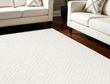 7' X 9' Cream Geometric Area Rug