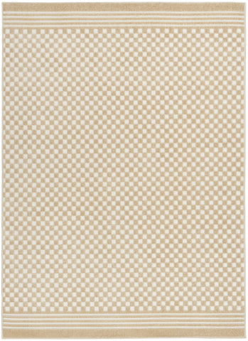 7' X 9' Tan Geometric Area Rug