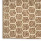 12' Natural And Beige Geometric Indoor Outdoor Runner Rug