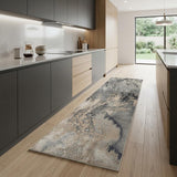 8' Gray Beige and Ivory Abstract Non Skid Runner Rug