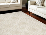 6' X 9' Beige and Ivory Floral Non Skid Area Rug