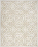 6' X 9' Beige and Ivory Floral Non Skid Area Rug