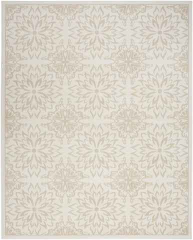 6' X 9' Beige and Ivory Floral Non Skid Area Rug