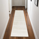 8' Cream Shag Non Skid Runner Rug