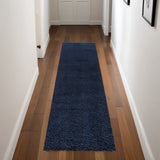 8' Blue Shag Non Skid Runner Rug