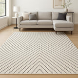 7' X 9' White Geometric Area Rug