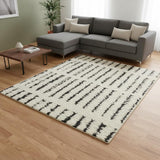 7' X 9' White Geometric Power Loom Area Rug