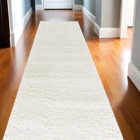 10' Cream Shag Non Skid Runner Rug