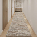 16' Ivory and Gray Abstract Non Skid Runner Rug