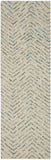 8' Ivory Blue and Green Wool Abstract Runner Rug