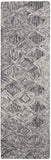8' Charcoal and Ivory Wool Geometric Runner Rug