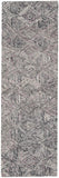 8' Black Gray and Ivory Wool Geometric Runner Rug