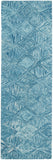 8' Blue and Ivory Wool Geometric Runner Rug