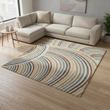 6' X 9' Cream Abstract Power Loom Area Rug
