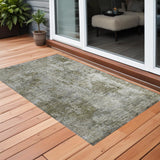 3' X 5' Green Abstract Washable Non Skid Indoor Outdoor Area Rug