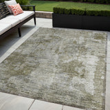 5' X 8' Green Abstract Washable Indoor Outdoor Area Rug