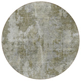 8' Round Green Round Abstract Washable Non Skid Indoor Outdoor Area Rug