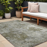 8' X 10' Green Abstract Washable Indoor Outdoor Area Rug