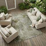 8' X 10' Green Abstract Washable Indoor Outdoor Area Rug