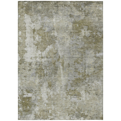 8' X 10' Green Abstract Washable Indoor Outdoor Area Rug