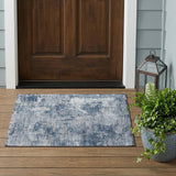 2' X 3' Blue Abstract Washable Non Skid Indoor Outdoor Area Rug