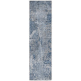 8' Runner Blue Abstract Washable Non Skid Indoor Outdoor Runner Rug
