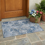 3' X 5' Blue Abstract Washable Non Skid Indoor Outdoor Area Rug