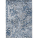 5' X 8' Blue Abstract Washable Non Skid Indoor Outdoor Area Rug
