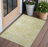 2' X 3' Gold Abstract Washable Non Skid Indoor Outdoor Area Rug