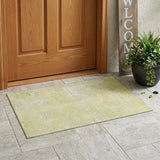 3' X 5' Gold Abstract Washable Non Skid Indoor Outdoor Area Rug