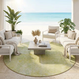 8' Round Gold Round Abstract Washable Non Skid Indoor Outdoor Area Rug