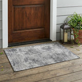 2' X 3' Gray Abstract Washable Non Skid Indoor Outdoor Area Rug
