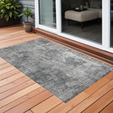 3' X 5' Gray Abstract Washable Non Skid Indoor Outdoor Area Rug