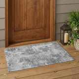 3' X 5' Gray Abstract Washable Non Skid Indoor Outdoor Area Rug