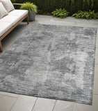 5' X 8' Gray Abstract Washable Non Skid Indoor Outdoor Area Rug