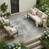 8' X 10' Gray Abstract Washable Non Skid Indoor Outdoor Area Rug