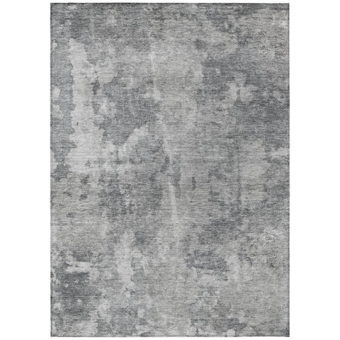 8' X 10' Gray Abstract Washable Non Skid Indoor Outdoor Area Rug