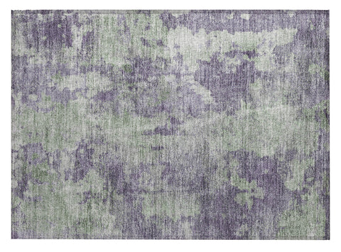2' X 3' Purple and Green Abstract Washable Non Skid Indoor Outdoor Area Rug