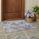 3' X 5' Purple and Green Abstract Washable Non Skid Indoor Outdoor Area Rug
