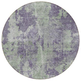 8' Purple And Green Round Abstract Washable Indoor Outdoor Area Rug