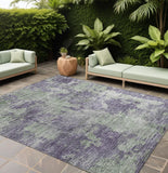 8' X 10' Purple And Green Abstract Washable Indoor Outdoor Area Rug