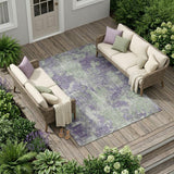 8' X 10' Purple And Green Abstract Washable Indoor Outdoor Area Rug