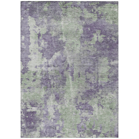 8' X 10' Purple And Green Abstract Washable Indoor Outdoor Area Rug