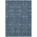 3' X 5' Blue And Black Floral Washable Indoor Outdoor Area Rug
