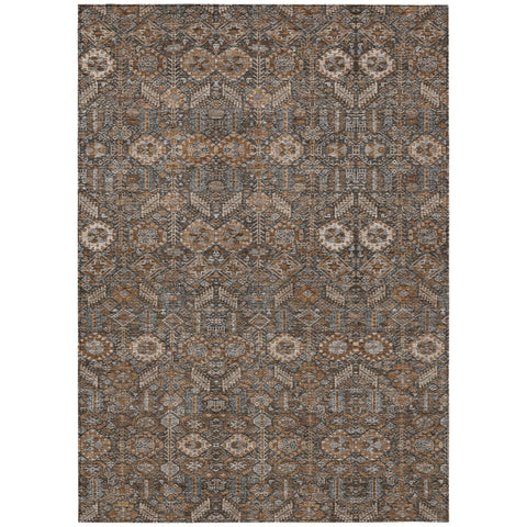 3' X 5' Chocolate Tribal Washable Indoor Outdoor Area Rug
