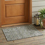 2' X 3' Cream and Tan Floral Washable Non Skid Indoor Outdoor Area Rug