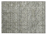 2' X 3' Cream and Tan Floral Washable Non Skid Indoor Outdoor Area Rug