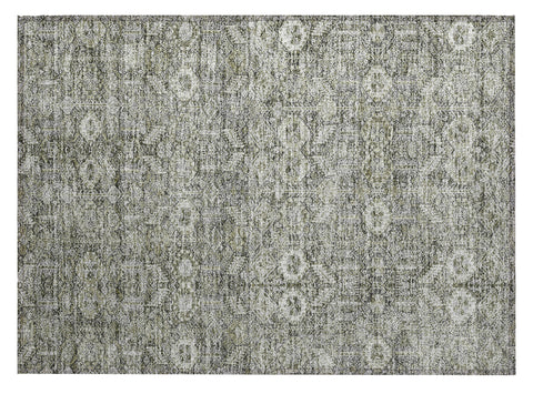 2' X 3' Cream and Tan Floral Washable Non Skid Indoor Outdoor Area Rug