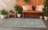 8' Runner Cream and Tan Floral Washable Non Skid Indoor Outdoor Runner Rug