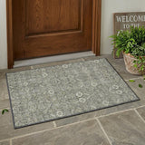 3' X 5' Cream and Tan Floral Washable Non Skid Indoor Outdoor Area Rug